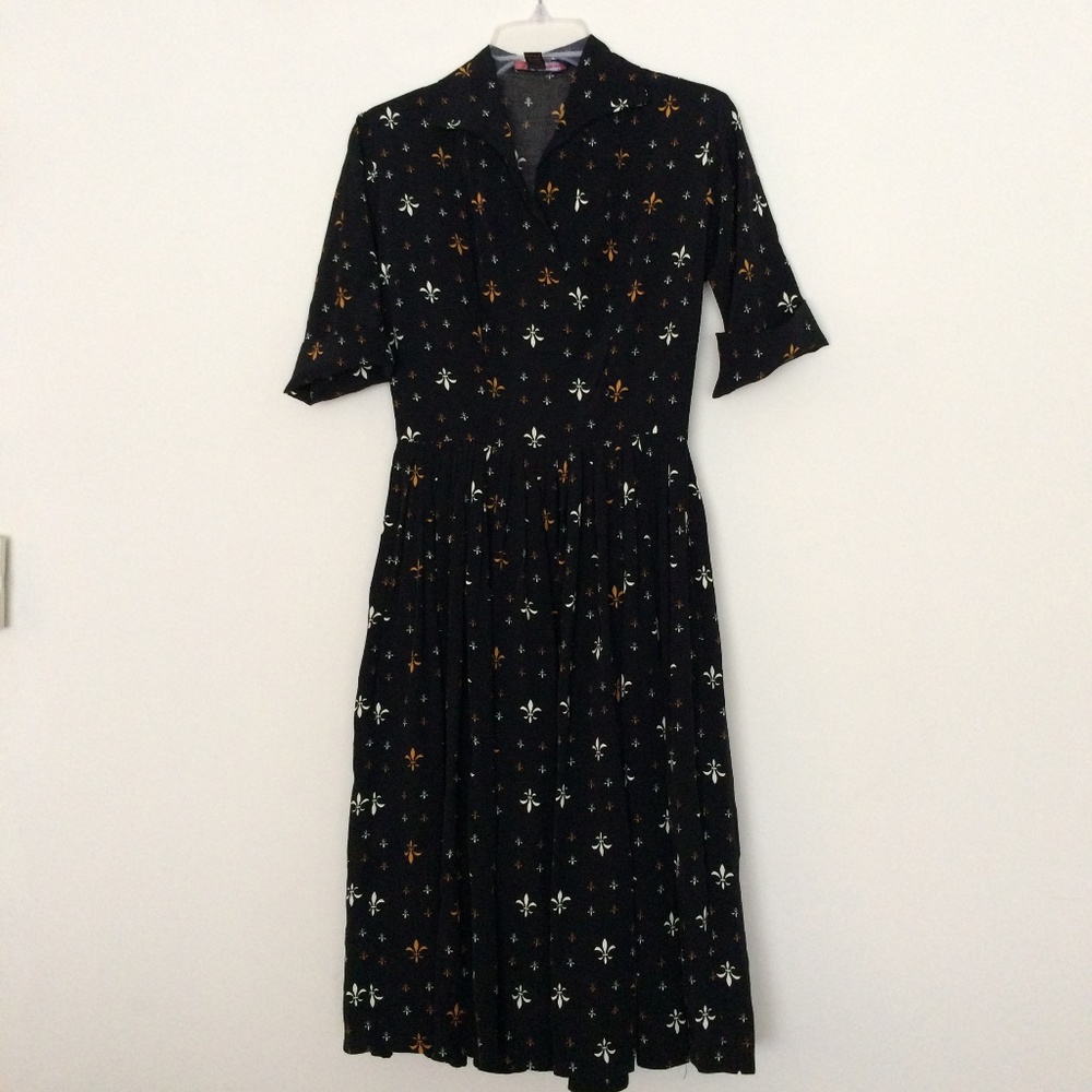 TRASHY DIVA RETRO DRESS Fleur-de-lis 40s VTG